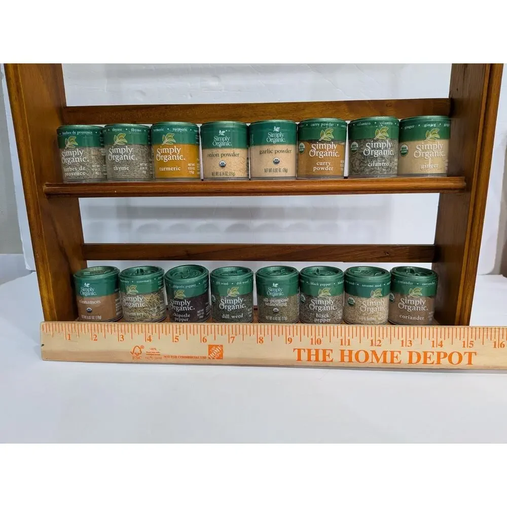 Vintage Wooden Spice Rack Wall Mount 3 Tier Kitchen Shelf 24 New Simply Organic